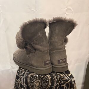 UGG Tan Suede Boots with Plush Trim